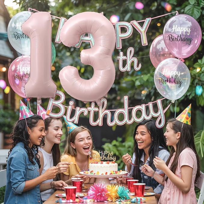 Pastel Pink 13 Balloons Numbers - Image 3