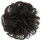 FESHFEN Human Messy Buns - 100% Human Hair Bun Real Scrunchies Hair Pieces Ponytail Extensions Wavy Tousled Updo Chignon Hairpieces for Women, Dark Brown