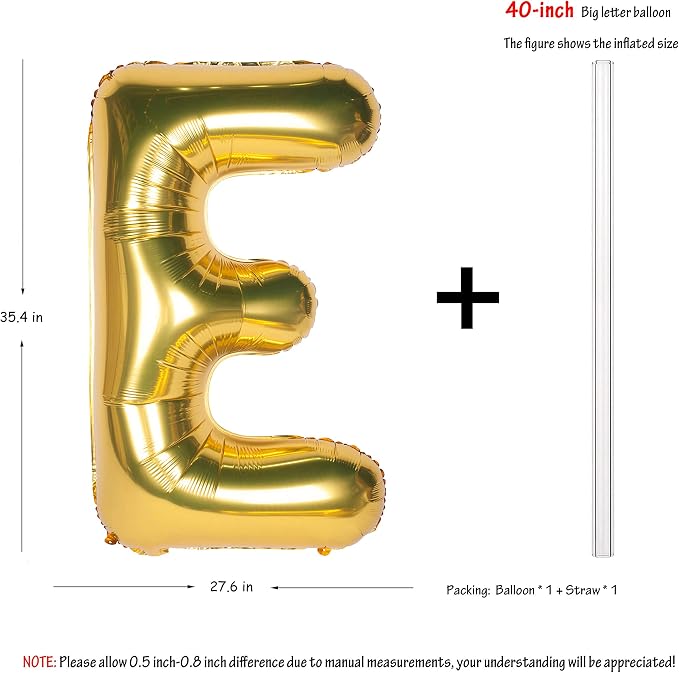 Letter Balloons 40 Inch Giant Jumbo Helium Foil Mylar Gold E - Image 2