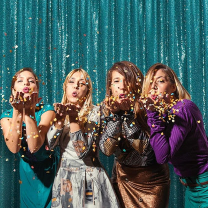 Poise3EHome Teal Sequin Backdrop, 8FT x 10FT Sequin Photography Backdrop Curtain - Image 4