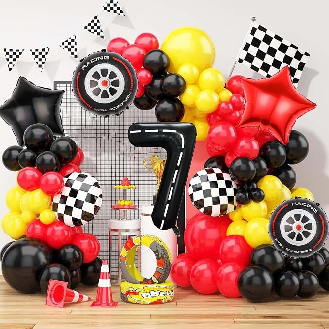 Race Car Balloons, 40 Inch Racetrack Number 7 Balloon, Big Number Balloons Black - Image 5