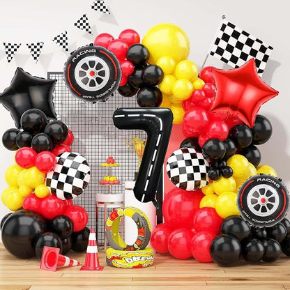 Race Car Balloons, 40 Inch Racetrack Number 7 Balloon, Big Number Balloons Black - Image 5