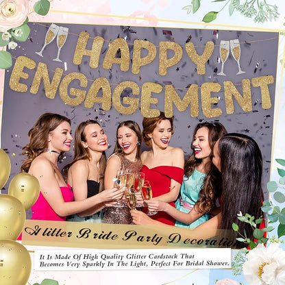 Pre Strung Happy Engagement Banner Glitter Engagement Party Decorations - Image 6