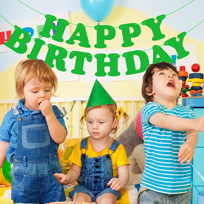 Green Happy Birthday Banner Birthday Party Decorations Sign Birthday Backdrop - Image 7
