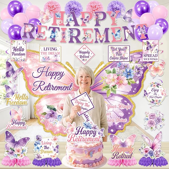 Retirement Party Decorations for Women, Butterfly Retirement Decorations | - Image 6