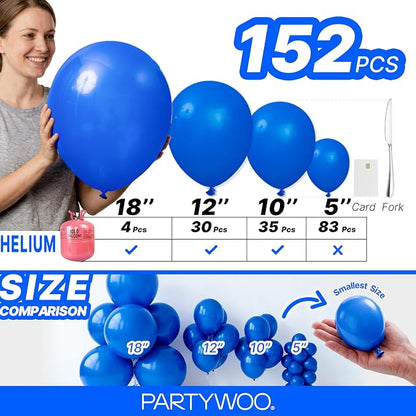PartyWoo Royal Blue Balloons 152pcs Dark Blue Balloons Different Sizes | 18 12 - Image 6