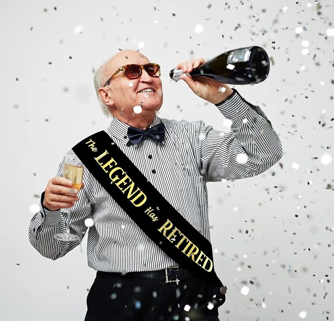 The Legend Has Retired Sash – Elegant Black and Gold Foil Legendary Sash - Image 2
