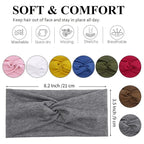 Tobeffect Headbands for Women Non Slip Turban Headband Boho Wide Head Band Womens Hair Wraps Accessories for Teen Girls 8 Pack Solid Colors