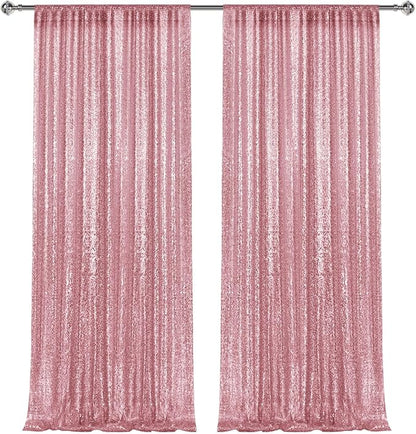 2×8FT-2PCS Light Pink Sequin Backdrop Curtains Panels, Photography Backdrop - Image 8