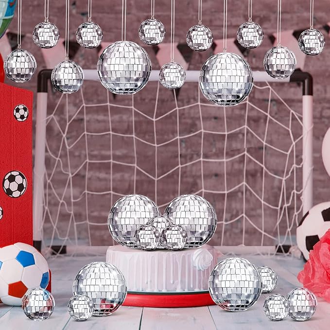 MTLEE 20 Pcs Disco Balls Decoration Mirror Disco Ball Assorted Silver Hanging - Image 5