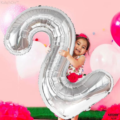 KatchOn Silver Number 2 Balloon 40 Inch 2nd Birthday Decorations - Image 7