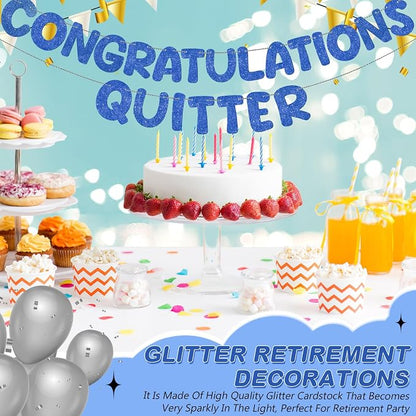 Fulmoon Pre Strung Congratulations Quitter Glitter Banner Funny Retirement - Image 7
