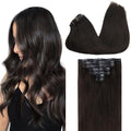 GOO GOO Clip in Hair Extensions Real Human Hair, Remy Human Hair Extensions Clip ins for Women, Natural Human Hair, 20inch 110g 7Pcs, 2 Dark Brown