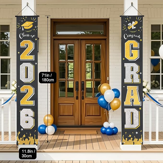 OLANRUN 2026 Graduation Decorations, Graduation Banner Black Class of 2026 - Image 2