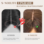 S-noilite Hair Toppers for Women Real Human Hair 3D 360° Cover Clip in 100% Real Human Hair Toppers 3″*4″ Clip in Silk Base 10 inch Dark Brown