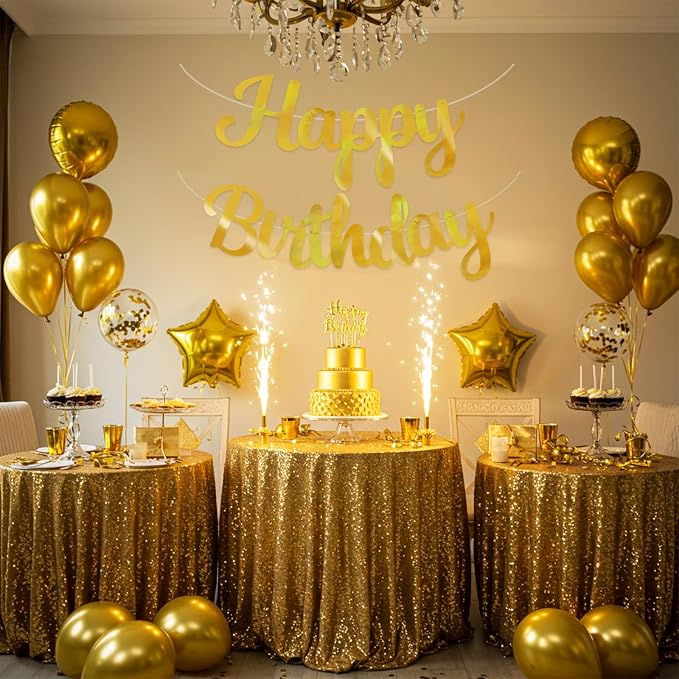 BEISHIDA Double-sided Gold Happy Birthday Banner Party Decoration NO DIY | - Image 6