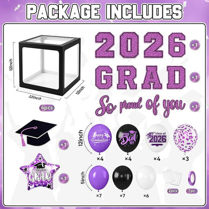 Graduation Decorations Class of 2026-Purple and Black Graduation Party - Image 2