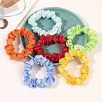 Satin Silk Hair Ties Small Mini Scrunchy for Women Cute Soft No Slip Ponytail Holders 12 Pcs Mini Bulk Scrunchies Elastic Hair Bands for Thick Curly Hair Pony Tails Hair Ties