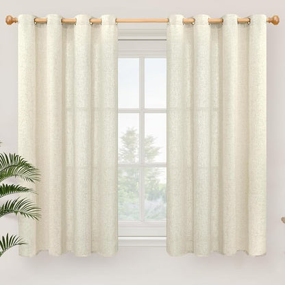 YoungsTex Beige Linen Semi Sheer Curtains 54 Inches Length by YoungsTex