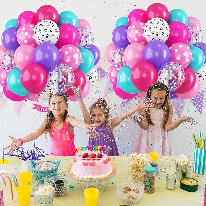 Dog Paw Balloons Set 60 Pcs 12 Inch Pink Purple Blue Balloons Puppy Paw Print - Image 8