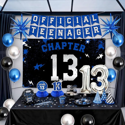 13th Birthday Decorations for Boys and Girls, Chapter 13 Party Set | Blue Black - Image 5