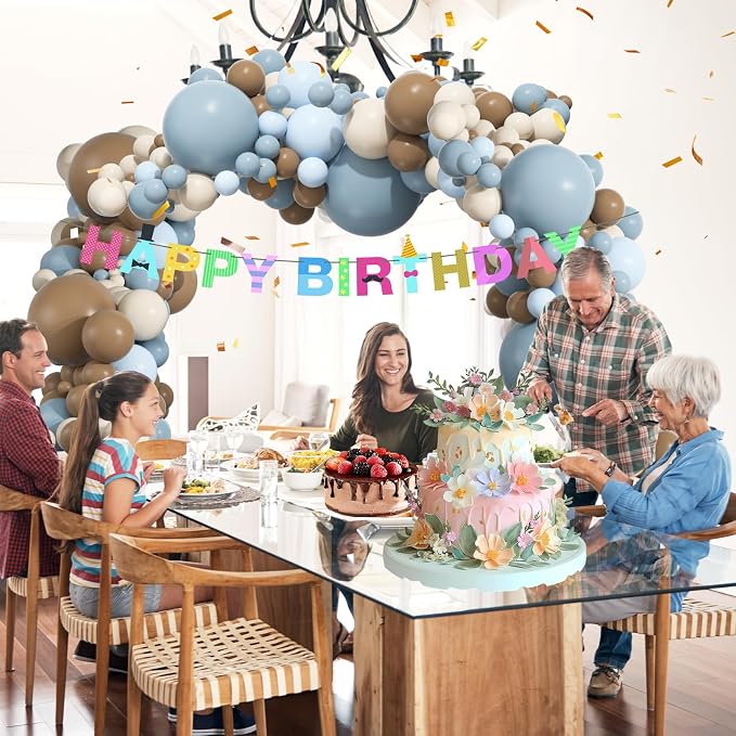 136pcs Dusty Blue & Brown Balloon Arch Kit – 18/12/10/5 Inch Balloons | Balloons - Image 6