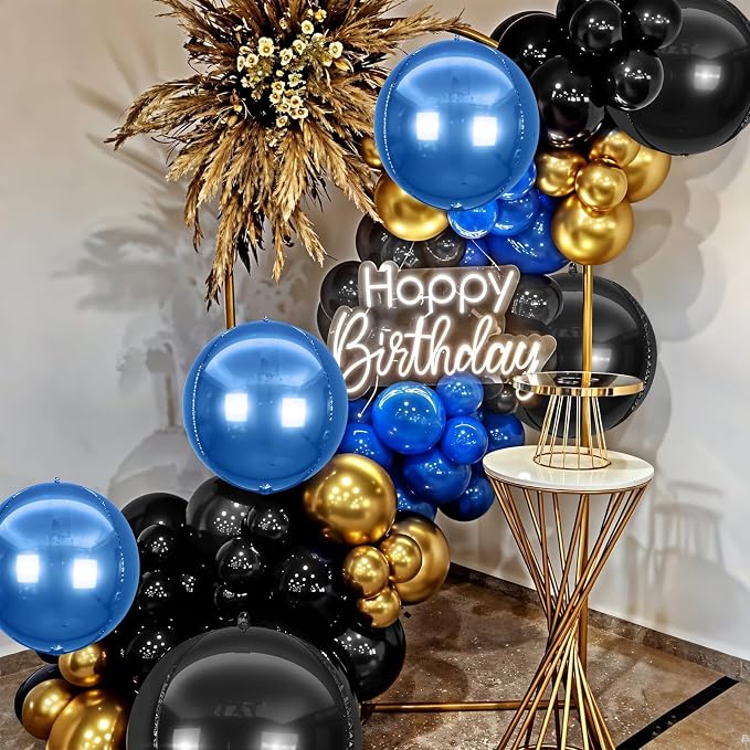 6Pcs Blue Black Round Foil Balloons, Giant 4D Round Ball Balloon, 22 Inch - Image 5