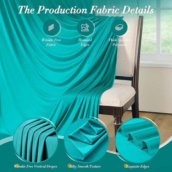 10 ft x 10 ft Wrinkle Free Turquoise Backdrop Curtain - Image 4