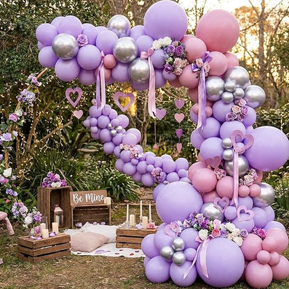 APLANET 150pcs Pastel Purple Balloon Different Sizes 18 12 10 5 Inches Light - Image 5