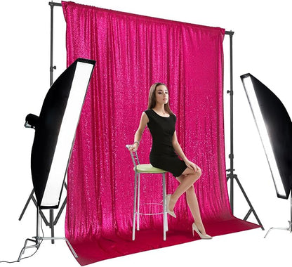 PartyDelight Hot Pink Sequin Backdrop 10x10ft Sparkly Photo Curtain | 4 Inch - Image 3