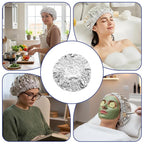 12 Pcs Aluminum Foil Deep Conditioning Hair Cap, Reusable Processing Heat Caps for Hair Elastic Silver Shower Caps for Home And Salon Use