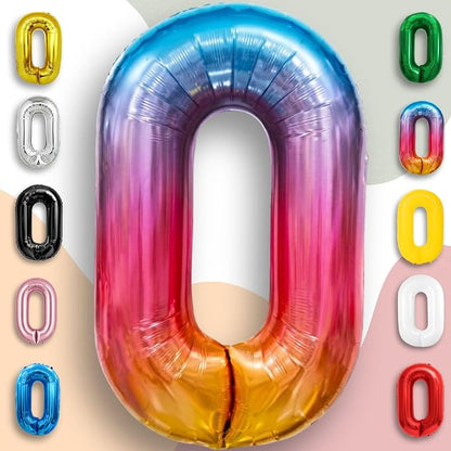 Rainbow Number Balloons 0 Mylar Foil 40 Inch - Image 5