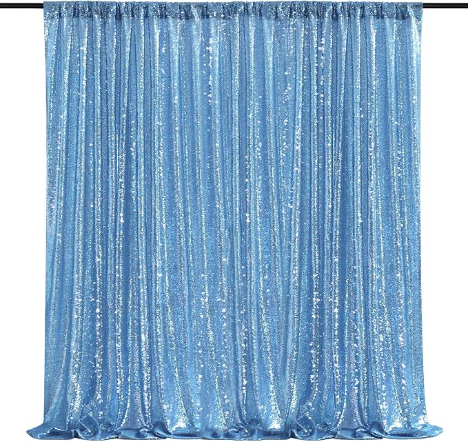 Baby Blue Sequin Backdrop Curtain 8ft x 8ft Sequin Glitter Background | Sequin by QueenDream