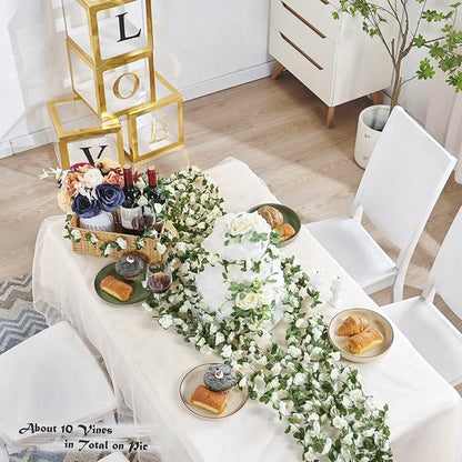 Artificial Flower Garland 8pcs 8.2ft Floral Rose Vine Decor, Hanging Faux Roses - Image 9
