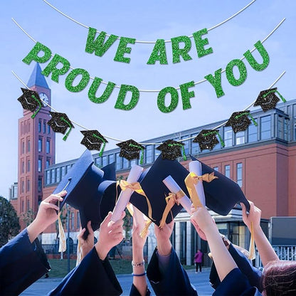 We Are So Proud of You Banner Pre-strung Green Graduation Decorations Class of - Image 4