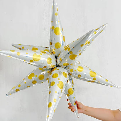 3Pcs Platinum Polka Dot Explosion Pointed Star Foil Balloons32-inch/Elegant - Image 4