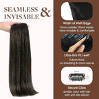 GOO GOO Clip in Hair Extensions Real Human Hair, Remy Human Hair Extensions Clip ins for Women, Natural Human Hair, 14inch 130g 9Pcs, 1B/16/1B Balayage Natural Black to Light Blonde