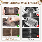 Rich Choices Real Human Hair Toppers for Women With Bang 100% Remy Human Hair Topper for Thinning Hair Clip in Silk Base Hair Topper 16 Inch #2R Chocolate Brown