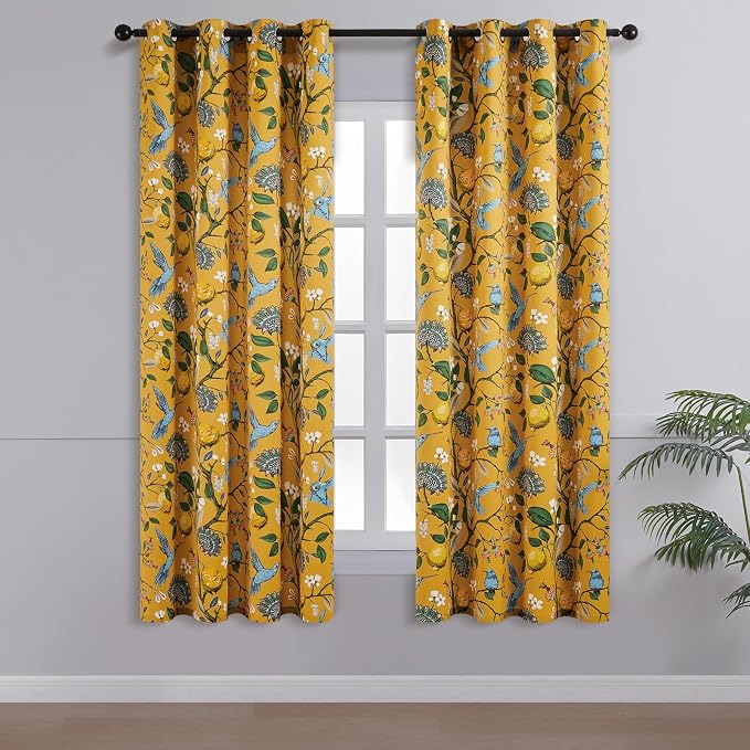 Topfinel 60 Inches Long Custom Mustard Yellow Luxury Curtains - Image 2