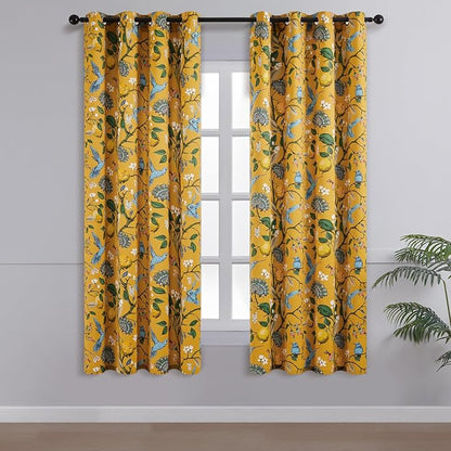 Topfinel 60 Inches Long Custom Mustard Yellow Luxury Curtains - Image 2