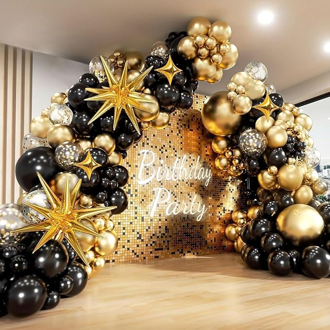 Black and Gold Balloon Arch Kit 117 PCS, and Gold Confetti Balloons, Party by AivaToba