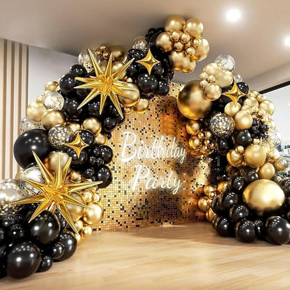 Black and Gold Balloon Arch Kit 117 PCS, and Gold Confetti Balloons, Party by AivaToba