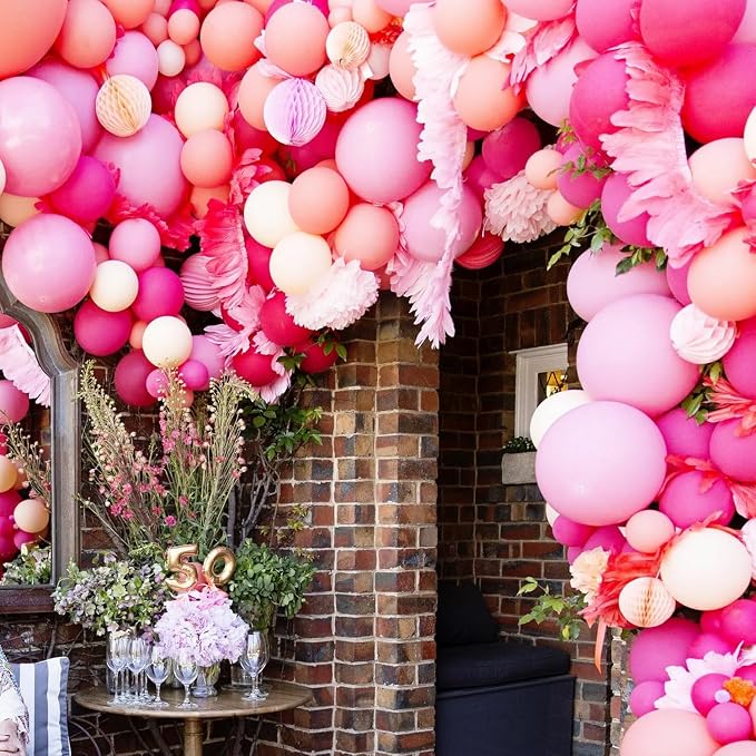135pcs Pink Balloons Different Sizes 18" 12" 10" 5" Pink Latex Balloon Garland - Image 5