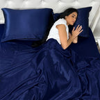 Mulberry Park 30 Momme 100% Pure Mulberry Silk Pillowcase - Luxury Charmeuse Weave for Hair and Skin, Cooling Silk Pillow Cover for Beauty Sleep - Queen Size 20"x30" / Navy