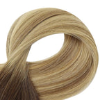 Full Shine Invisible Virgin Tape in Hair Extensions Color 3/8/22 Dark Brown Roots Fading to Brown And Blonde 12Inch Seamless Remy Hair Tape in Extensions Double Sided Skin Weft Natural 20 PCS 30 Gram