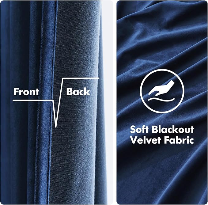 MIULEE Velvet Curtains Royal Blue 52 x 108 Inch Length Set of 2 | Extra Long - Image 3