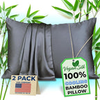 Queen 100% Viscose Bamboo Pillowcase - 2-Pack, Cooling Zipper Pillow Covers for Hot Sleepers, Breathable