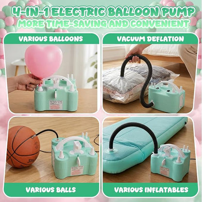 4-in-1 Electric Balloon Pump for All Balloons, Portable Dual Nozzle 600W Air - Image 3