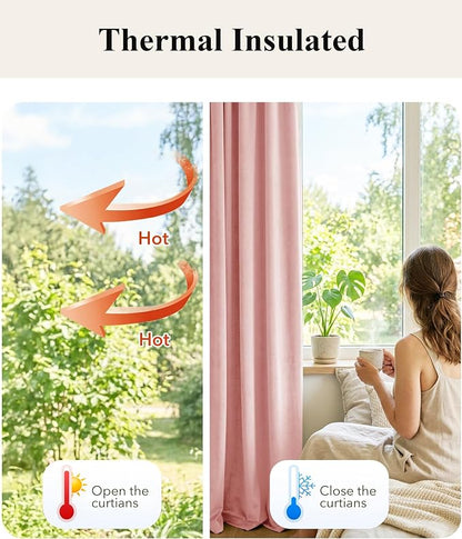 Baby Pink Velvet Curtains Back Tab - Image 6