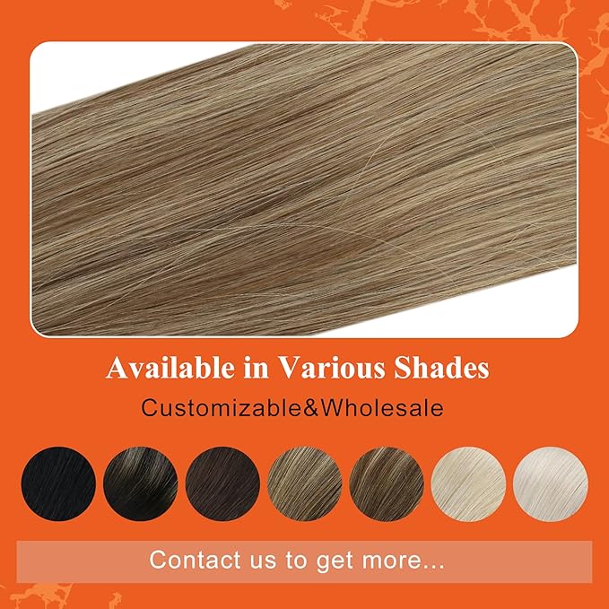 Full Shine Tape in Hair Extensions Human Hair 14 Inch Balayage Hair Extensions Real Human Hair Tape in 50Grams 20Pcs 10/16/16 Highlights Golden Brown Mixed Golden Blonde Skin Weft Hair Extensions